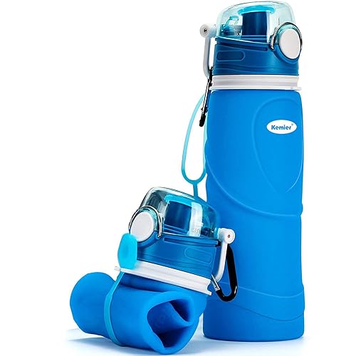 Kemier Collapsible Silicone Water Bottles-750Ml,Medical Grade,Bpa Freecan Roll Up,26Oz,Leak Proof Foldable Sports & Outdoor Wate